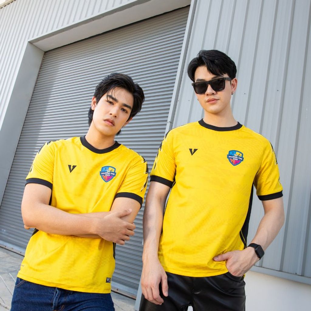  เสื้อแชมป์ CHAMP7HD เสื้อตะกร้อสีเหลือง คอกลม ดีไซน์ร่วมสมัย